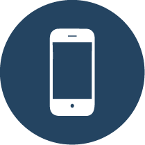 Phone Icon - White mobile phone on a dark blue circle