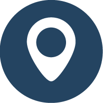Location Icon - white location pin on a dark blue circle